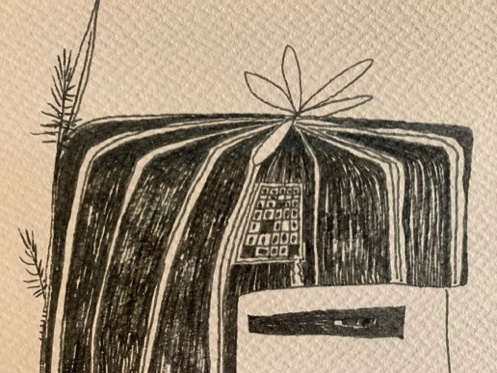 Charles Loloma Original Hopi Drawing of a Longhair Kachina