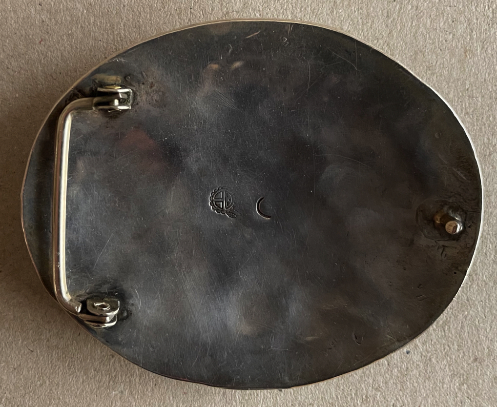 Hopi Silver Overlay Buckle by the Hopi SilverCrafts Hopi Silver Overlay Buckle by the Hopi SilverCrafts