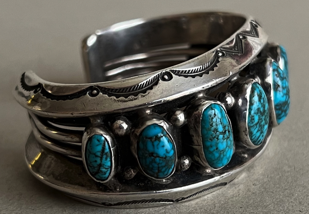 Mark Chee Navajo Silver and Lone Mountain Spiderweb Mark Chee Navajo Silver and Lone Mountain Spiderweb