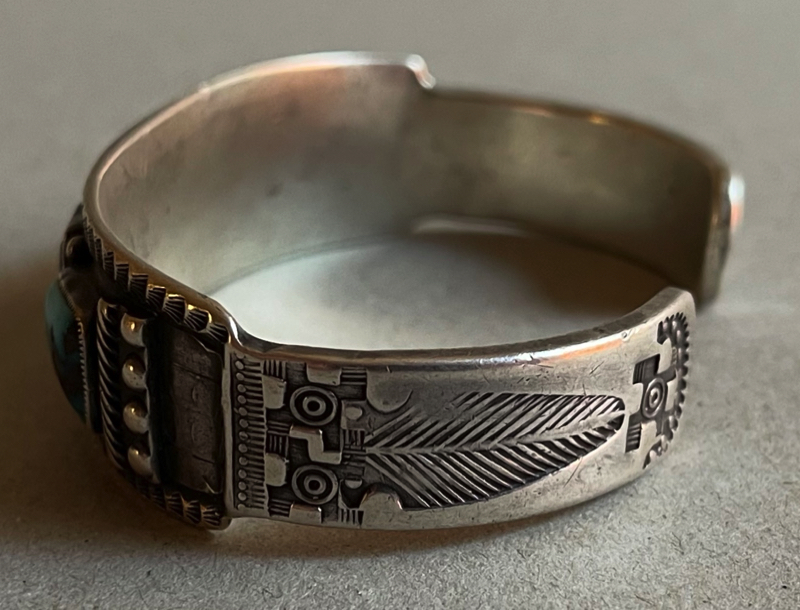 Navajo Ingot Silver and Turquoise Row Style Bracelet