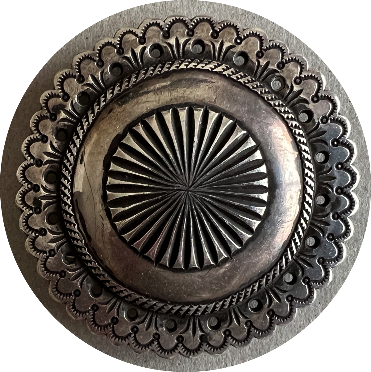 Perry Shorty Navajo Ingot Coin Silver Concho Style Belt Buckle