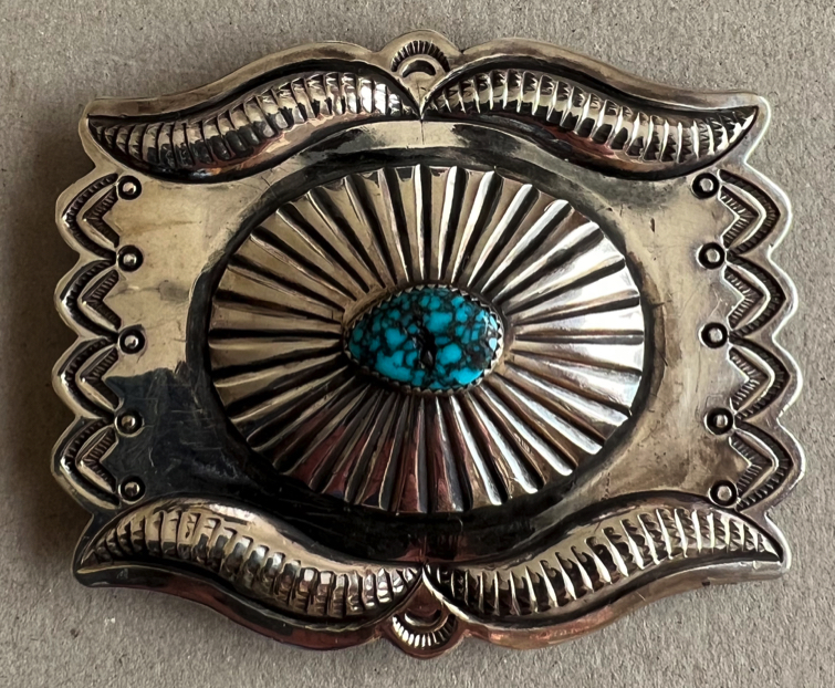 Roger Skeet Jr Navajo Silver Buckle with Landers or Indian Mountain ...